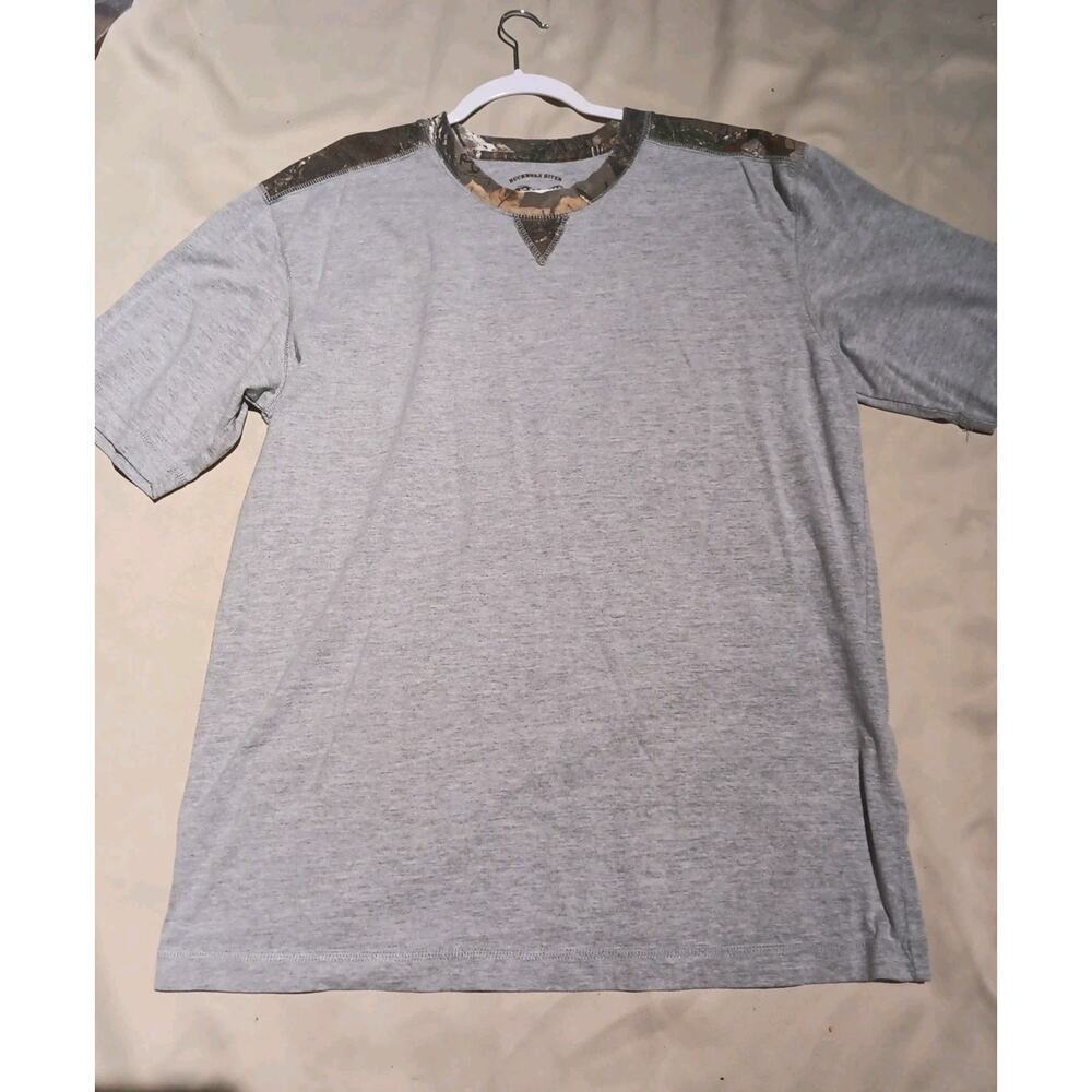 Realtree Men’s Cotton T-Shirt Size L – Buckhorn River Gray Camo Outdoor Tee